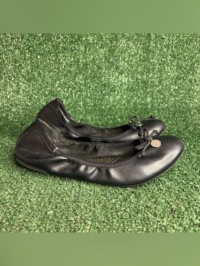 Dexflex Comfort Women's Claire Black Scrunch Ballet Bow Flat Shoes 8.5 M